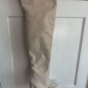 Sparkly Beige Over-the-Knee Women's Boots - Erika Jayne for Shoe Dazzle